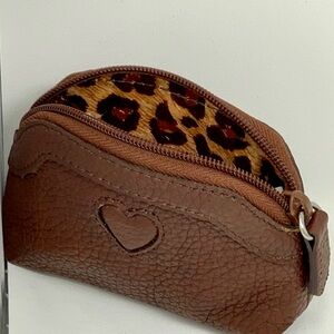 BRIGHTON Zip Coin Purse, accessory pouch, brown leather, NEW!